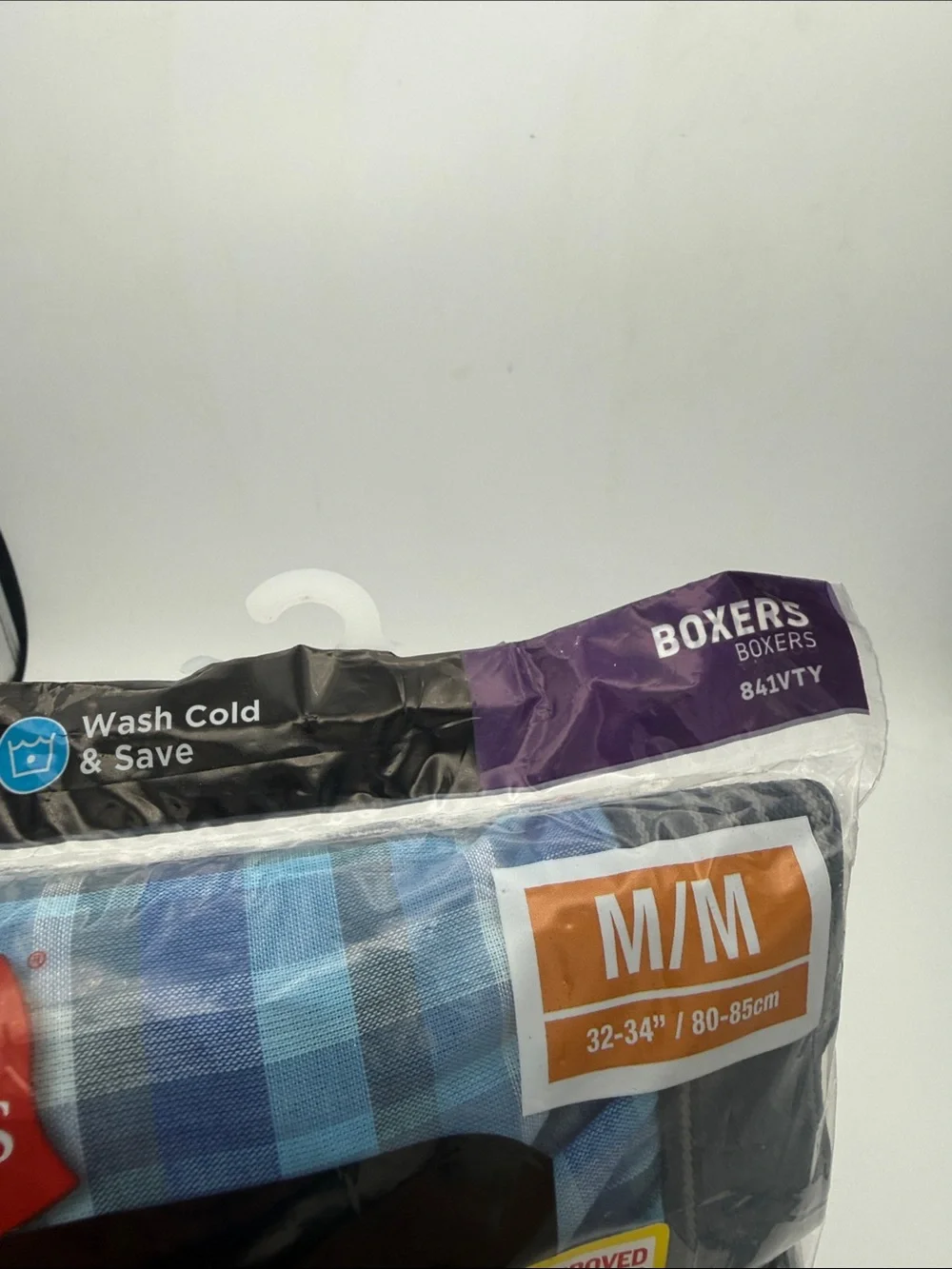 Hanes 2-Pack Tagless Boxers cool wicking flex waistband sz M 32-34 blue plaid